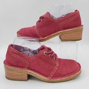 Y2K Rampage Pink Oxfords Womens Size 7 Sqaure Toe Stacked Heel Suede Legend EUC